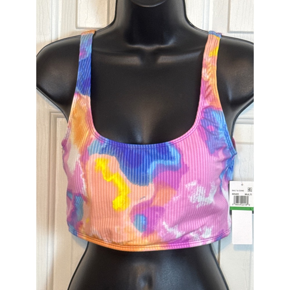 Salt & Cove‎ Ribbed Crop Top Tie Dye Sleeveless Tank Top Multi Size L